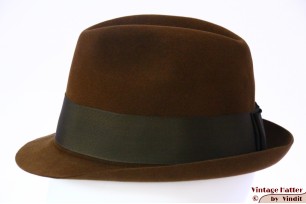© VintageHatter.com | h-8007-55-3 Fedora Wegener brown brushed felt 55,5 (S) Fedora Wegener brown brushed felt 55,5 (S)