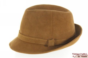 © VintageHatter.com | h-8008-56-7 Gleufhoed Tonak Gazela beige bruin zacht vilt 56 Gleufhoed Tonak Gazela beige bruin zacht vilt 56