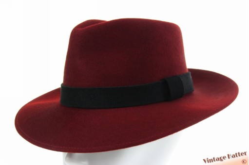 Fedora Bailey of Hollywood oxblood redish brown woolfelt Lanth hat 57 [new]