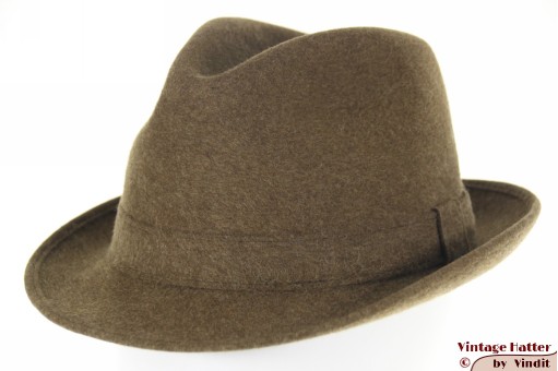 © VintageHatter.com | h-8014-56-13 Gleufhoed A. Pesce di G. Pesce bruin haarvilt 56 Gleufhoed A. Pesce di G. Pesce bruin haarvilt 56