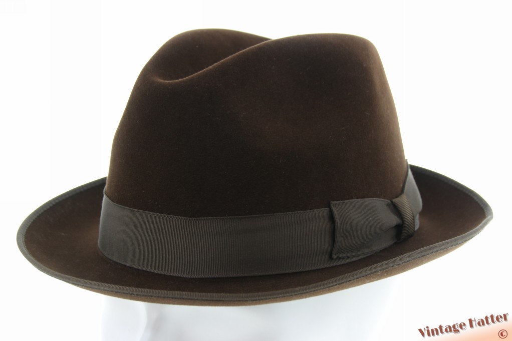 Gleufhoed Ambassador donker bruin geborsteld vilt 58