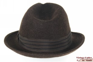© VintageHatter.com | h-8019-55-6 Gleufhoed donker bruin haarvilt 55 (S) Gleufhoed donker bruin haarvilt 55 (S)