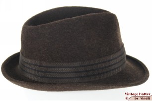 © VintageHatter.com | h-8019-55-6 Gleufhoed donker bruin haarvilt 55 (S) Gleufhoed donker bruin haarvilt 55 (S)