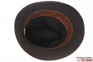 © VintageHatter.com | h-8019-55-6 Gleufhoed donker bruin haarvilt 55 (S) Gleufhoed donker bruin haarvilt 55 (S)