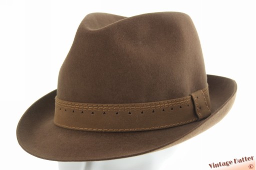 © VintageHatter.com | h-8025-58-6 Gleufhoed Mayser licht bruin geborsteld vilt 58 Gleufhoed Mayser licht bruin geborsteld vilt 58