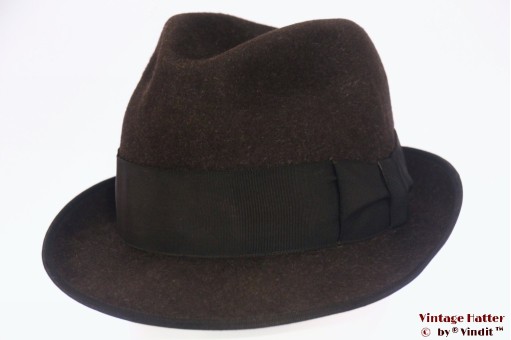 © VintageHatter.com | h-8028-57-9 Fedora Tower dark brown fur felt 57,5 Fedora Tower dark brown fur felt 57,5