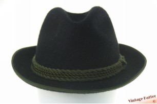 Fedora Firenzi black woolfelt with green rope 56