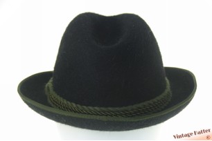 Fedora Firenzi black woolfelt with green rope 56
