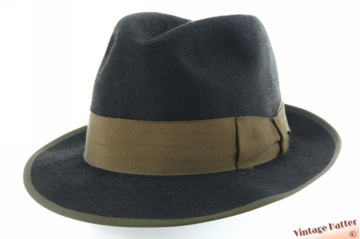 Fedora Borsalino black lightweight fur felt 56 [as new]