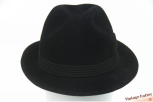 © VintageHatter.com | h-9005-56-13 Jacht trilby Iltis Wägener zwart velour 56 Jacht trilby Iltis Wägener zwart velour 56