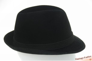 © VintageHatter.com | h-9005-56-13 Jacht trilby Iltis Wägener zwart velour 56 Jacht trilby Iltis Wägener zwart velour 56