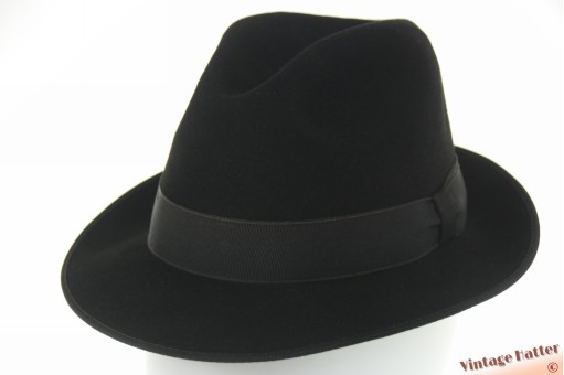 © VintageHatter.com | h-9017-54-14 Fedora Patterson Co. black felt 54 (XS) Fedora Patterson Co. black felt 54 (XS)