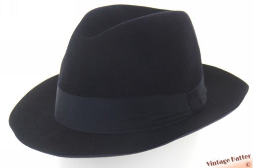 © VintageHatter.com | h-9017-56-14 Fedora Henry Morell black 56 Fedora Henry Morell black 56
