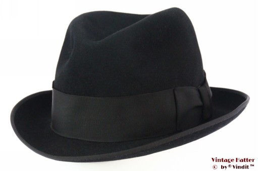 © VintageHatter.com | h-9017-56-65 Gleufhoed Meister Filz zwart vilt 56 Gleufhoed Meister Filz zwart vilt 56