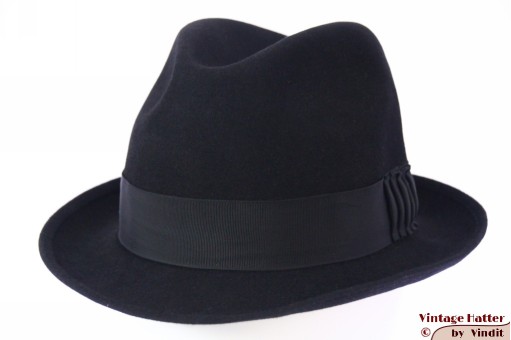 © VintageHatter.com | h-9017-56-67 Gleufhoed Mayser Livorno Strato zwart vilt 56 Gleufhoed Mayser Livorno Strato zwart vilt 56