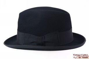 © VintageHatter.com | h-9017-56-68 Fedora Wegener Colonel black felt 56,5 Fedora Wegener Colonel black felt 56,5