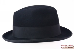© VintageHatter.com | h-9017-56-68 Fedora Wegener Colonel black felt 56,5 Fedora Wegener Colonel black felt 56,5