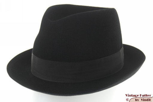 © VintageHatter.com | h-9017-57-62 Gleufhoed Mayser zwart vilt 57 Gleufhoed Mayser zwart vilt 57