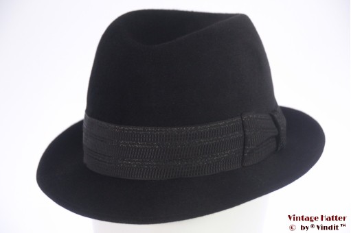 © VintageHatter.com | h-9017-58-45 Gleufhoed Mossant Paris zwart haarvilt 58 Gleufhoed Mossant Paris zwart haarvilt 58