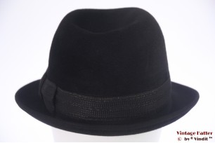 © VintageHatter.com | h-9017-58-45 Gleufhoed Mossant Paris zwart haarvilt 58 Gleufhoed Mossant Paris zwart haarvilt 58