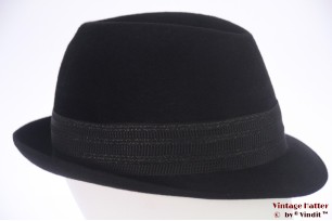 © VintageHatter.com | h-9017-58-45 Gleufhoed Mossant Paris zwart haarvilt 58 Gleufhoed Mossant Paris zwart haarvilt 58