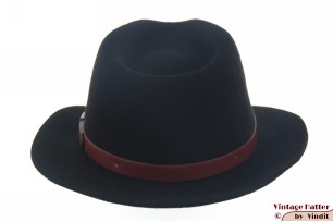 Fedora Brixton Messer short brim black felt 57-58 [New]