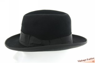 © VintageHatter.com | hb-9017-57-20 Homburg hat Mayser black felt 57 Homburg hat Mayser black felt 57