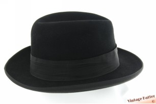 © VintageHatter.com | hb-9017-57-20 Homburg hat Mayser black felt 57 Homburg hat Mayser black felt 57
