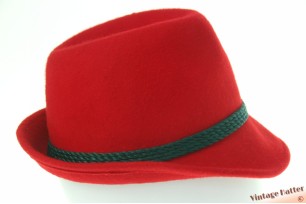 © VintageHatter.com | j-3002-54-1 Jacht trilby rood vilt met veren 54,5 (XS) Jacht trilby rood vilt met veren 54,5 (XS)