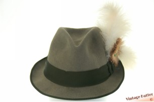 Hunting fedor Luxor greenish grey felt with white feathers 56