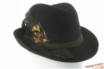 Hunting hat black fur felt with feathers 54,5 (XS)