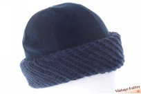 Winterhoed donker blauw imitatie suede 56