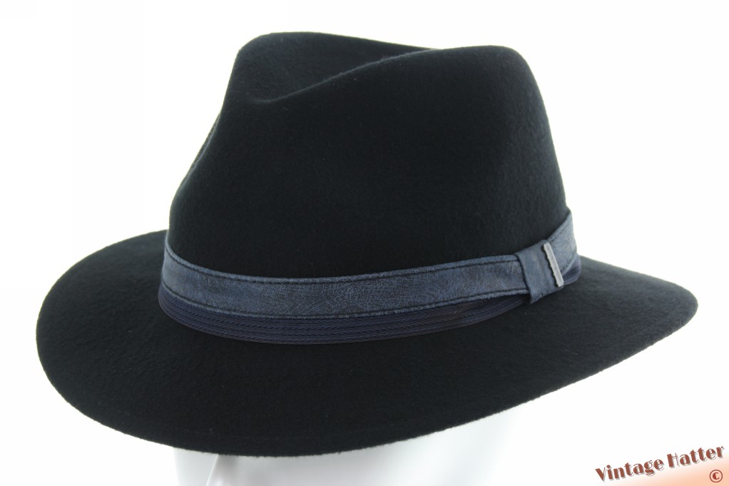 Outdoor gleufhoed Stetson Traveller zwart wolvilt met blauwe band 63 (XXL) [nieuw]