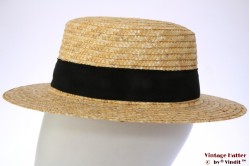 Boater hat Hawkins yellow straw 56 [new]