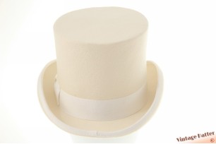 Hoge hoed ecru ivoorwit wolvilt 58 - 58,5 (L) [nieuw]