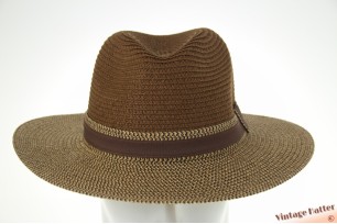 Zomer gleufhoed beige met bruine kroon gecoat papier 55-57 [nieuw]