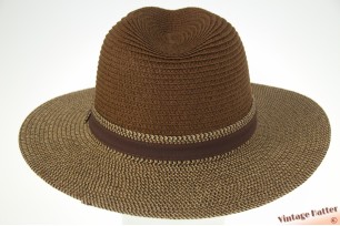 Zomer gleufhoed beige met bruine kroon gecoat papier 55-57 [nieuw]