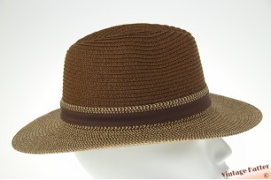 Zomer gleufhoed beige met bruine kroon gecoat papier 55-57 [nieuw]