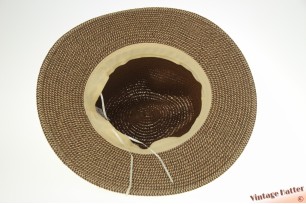 Zomer gleufhoed beige met bruine kroon gecoat papier 55-57 [nieuw]