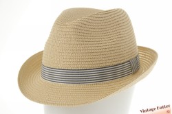 Crushable beach trilby beige with blue-white band 58 [new]