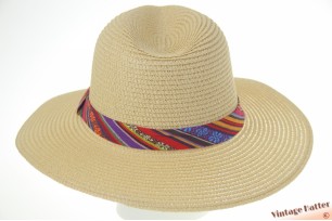 Zomer gleufhoed met Peruaanse band geel beige gecoat papier 55-57 [nieuw]