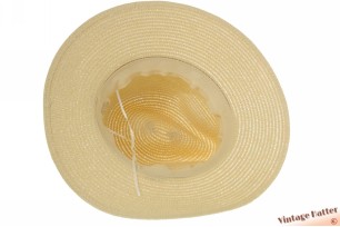 Zomer gleufhoed met Peruaanse band geel beige gecoat papier 55-57 [nieuw]