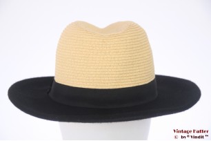 © VintageHatter.com | u-1015-57-2 Fedora beige paper & black felt 57 Fedora beige paper & black felt 57