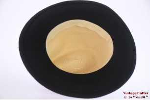 © VintageHatter.com | u-1015-57-2 Fedora beige paper & black felt 57 Fedora beige paper & black felt 57