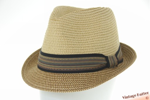 Summer trilby hat beige brown (beige crown) paper mix 60-61 (XL) [new]