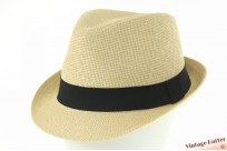 Trilby hoed geel beige gecoat papier met zwarte band 58 [nieuw]