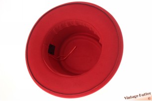 Round gambler hat red cotton mix with feathers 56-58 [new]