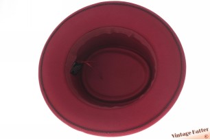 Round gambler hat burgundy cotton mix with feathers 56-58 [new]