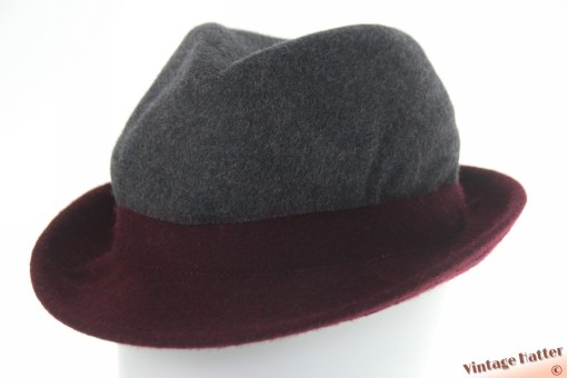 Gerestylde trilby Loft bordeaux paars en grijs vilt 57