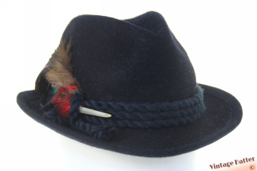 Klassieke trilby Reich donker blauw haarvilt met veren 56